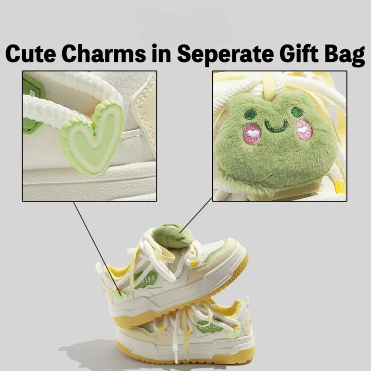Cute Y2K Chunky Sneakers for Student Girls Everyday Style Animal Themed Shoes with Soft Sole and Frog Charm