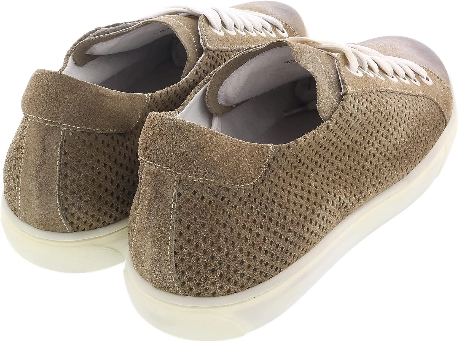 Daniela Fargion Beige Perforated Suede Low Top Sneakers- for Mens