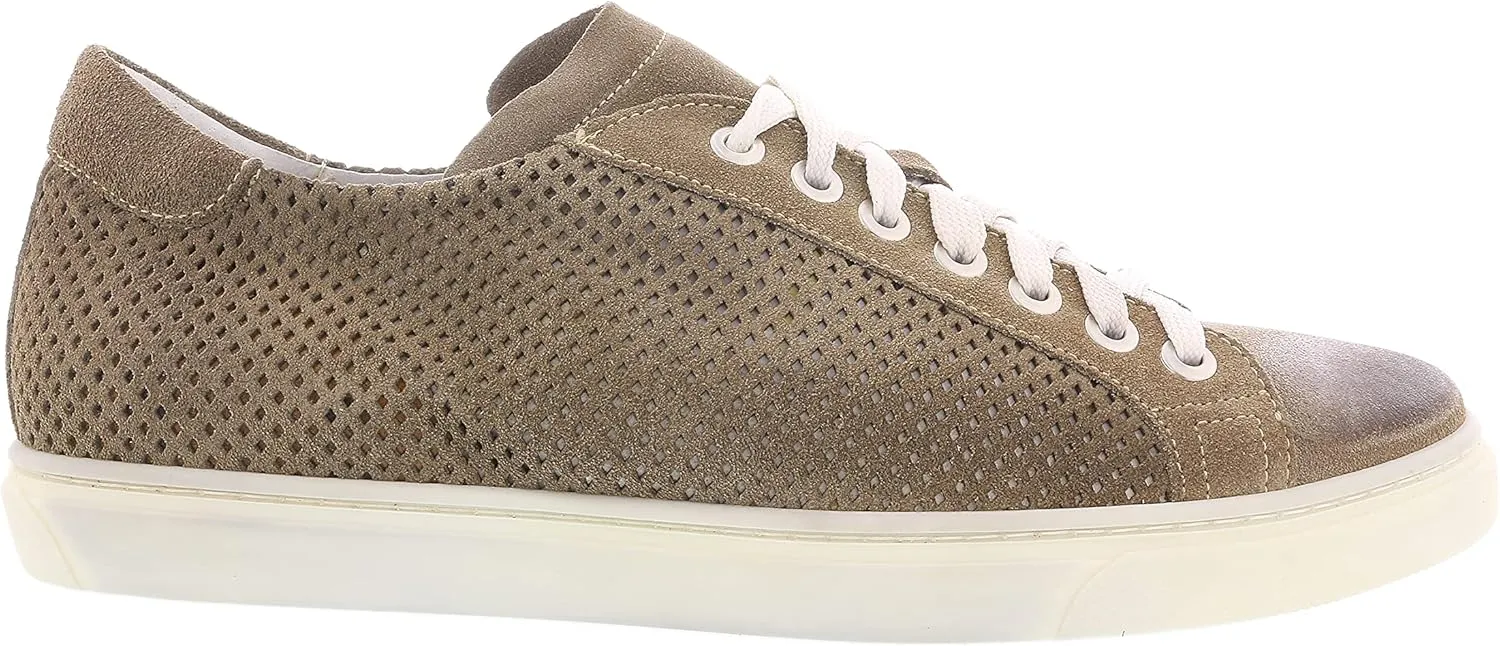 Daniela Fargion Beige Perforated Suede Low Top Sneakers- for Mens