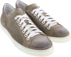 Daniela Fargion Beige Perforated Suede Low Top Sneakers- for Mens