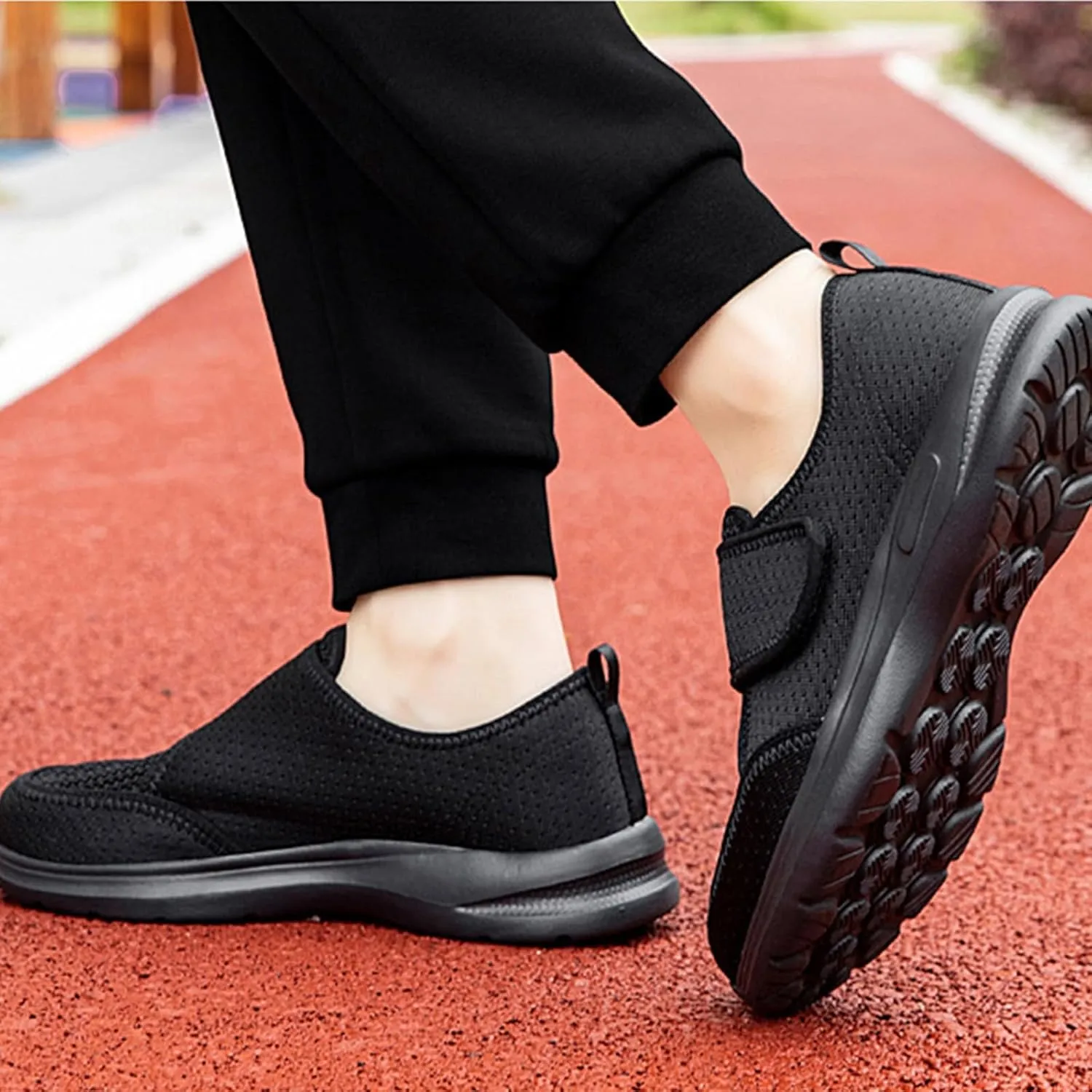 Diabetic Shoes for Women Adjustable Strap Non Slip Work Shoes Nurse Shoe Mesh Hollow Out Breathable Slip On Sneakers Comfortable Outdoor Casual Walking Shoe
