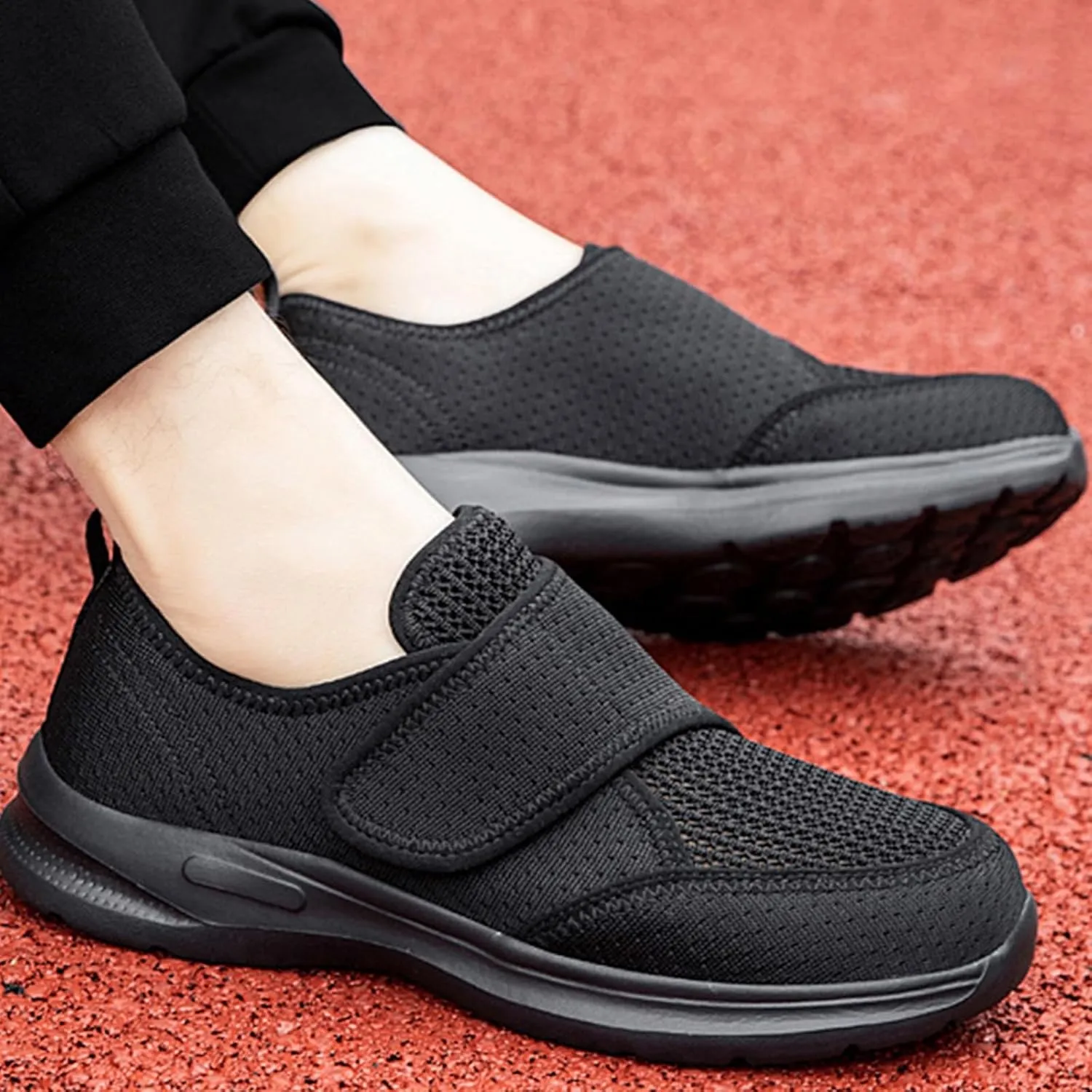 Diabetic Shoes for Women Adjustable Strap Non Slip Work Shoes Nurse Shoe Mesh Hollow Out Breathable Slip On Sneakers Comfortable Outdoor Casual Walking Shoe