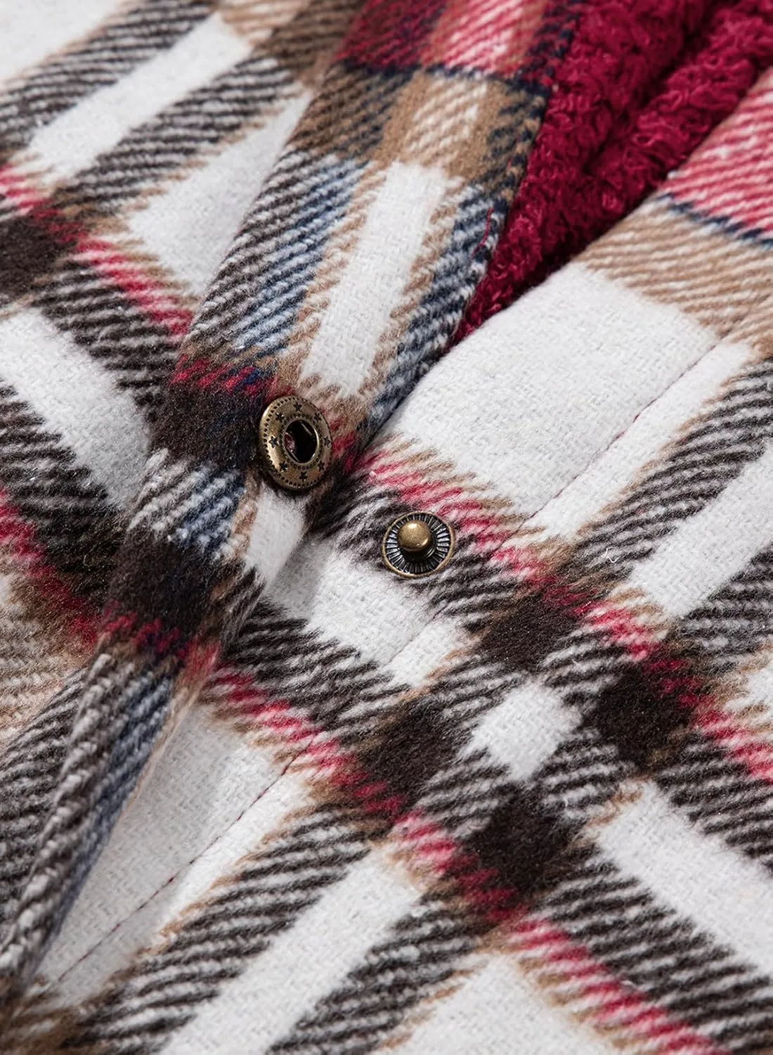 Dokotoo Women's Flannel Hooded Plaid 2024 Shacket Thick Coat Winter Coat for Warmth Button down Warm and Fuzzy Fleece Jacket