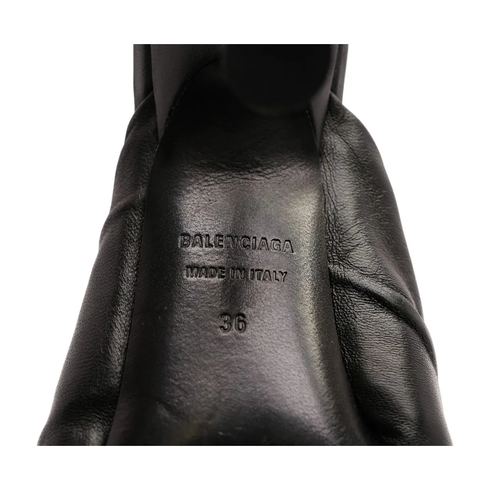 Drapy Knot-Front Leather Mules