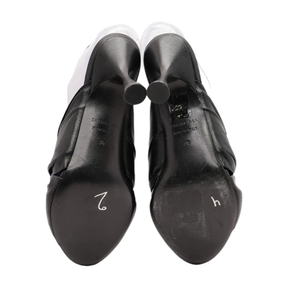 Drapy Knot-Front Leather Mules