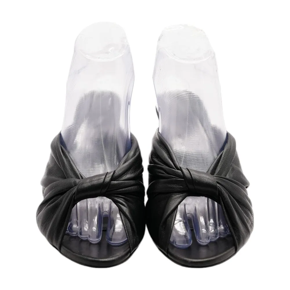 Drapy Knot-Front Leather Mules