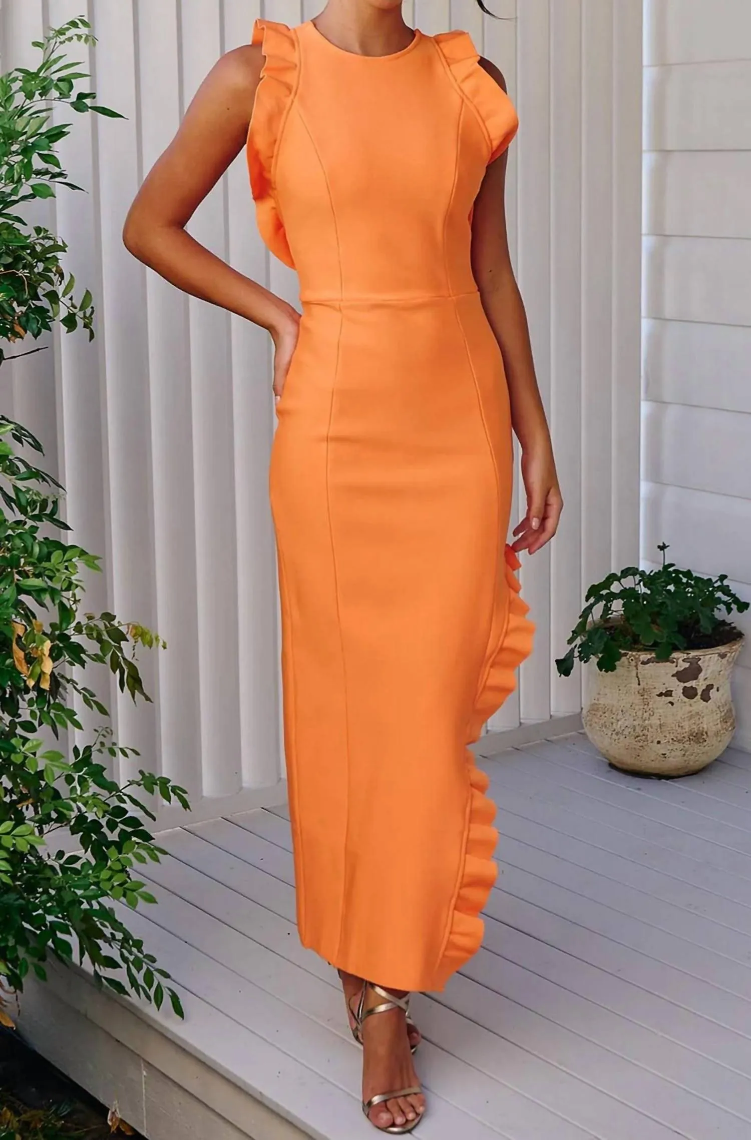 Eminent Midi Dress Dress In Neon Orange