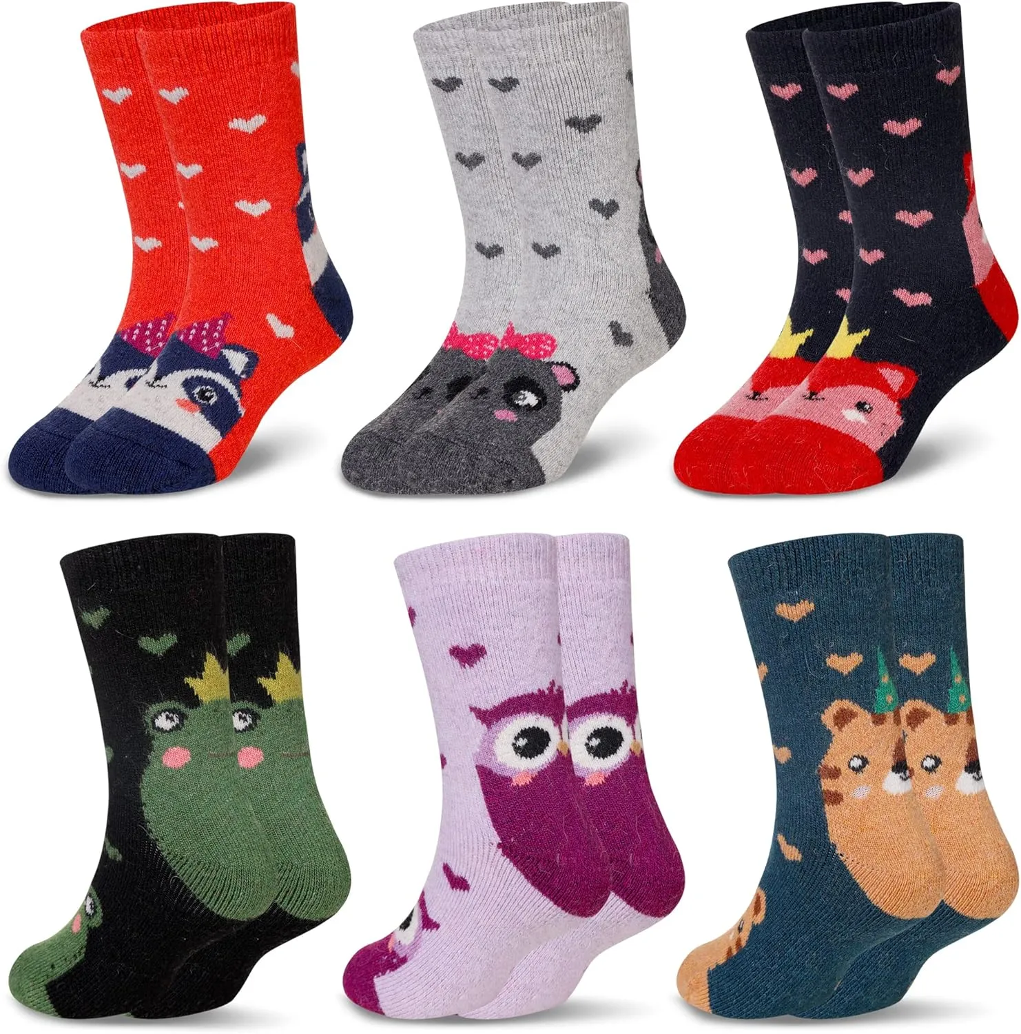 Eocom Kids Wool Socks For Boys Girls Warm Hiking Thermal Winter Cozy Soft Thick Toddlers Crew Boot Socks 6 Pairs