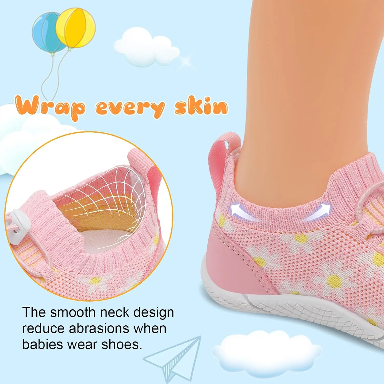 FEETCITY Baby Shoes Boys Girls First Walking Shoes Infant Sneakers Crib Shoes Breathable Lightweight Slip On Shoes
