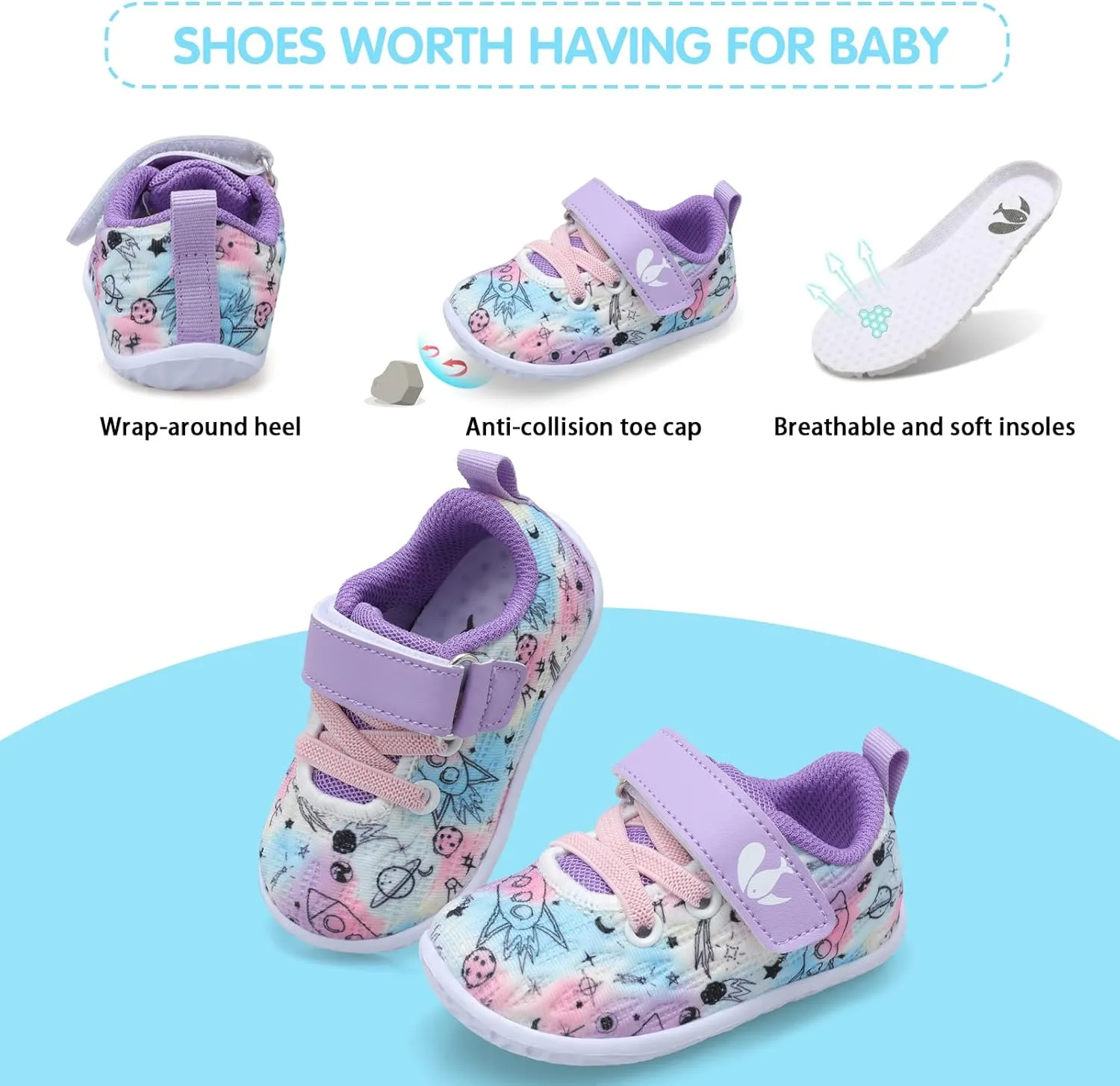 FEETCITY Baby Sneakers Boys Girls Infant Shoes First Walking Shoes Newborn Crib Shoes Toddler Slip On Shoes