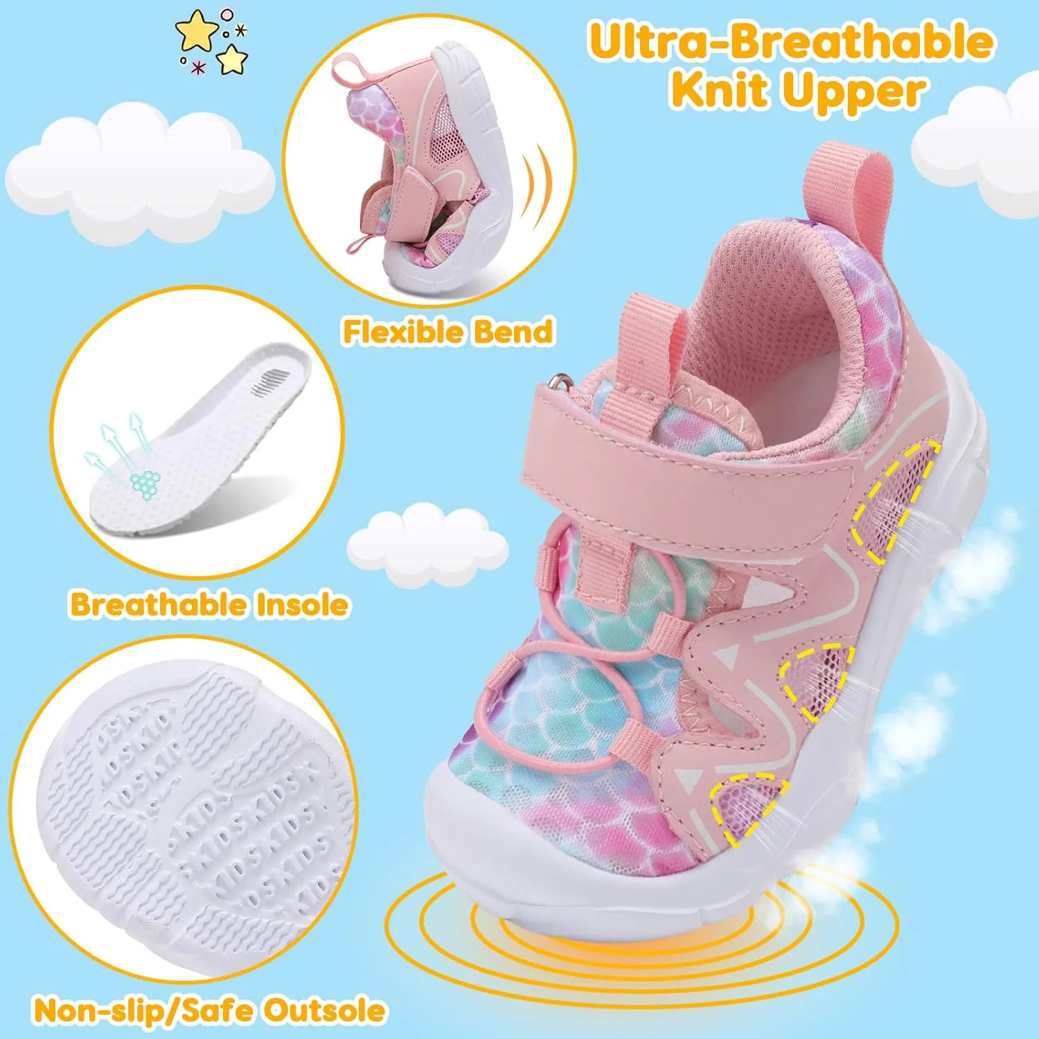 FEETCITY Wide Toddler Shoes Slip on Sneakers Boys Girls Toddler Tennis Shoes Sports Shoes Walking Shoes