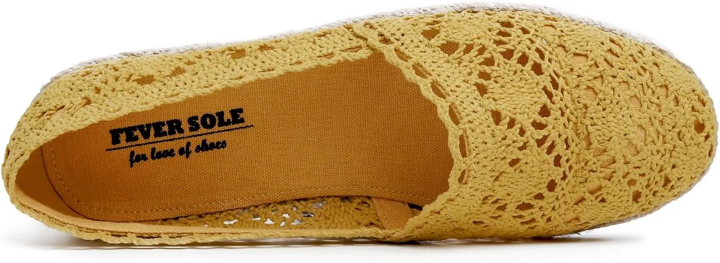 FEVERSOLE Close Toe Espadrilles Women's Comfort Breathable Slip On Flats Shoes