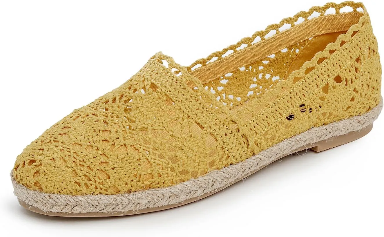 FEVERSOLE Close Toe Espadrilles Women's Comfort Breathable Slip On Flats Shoes