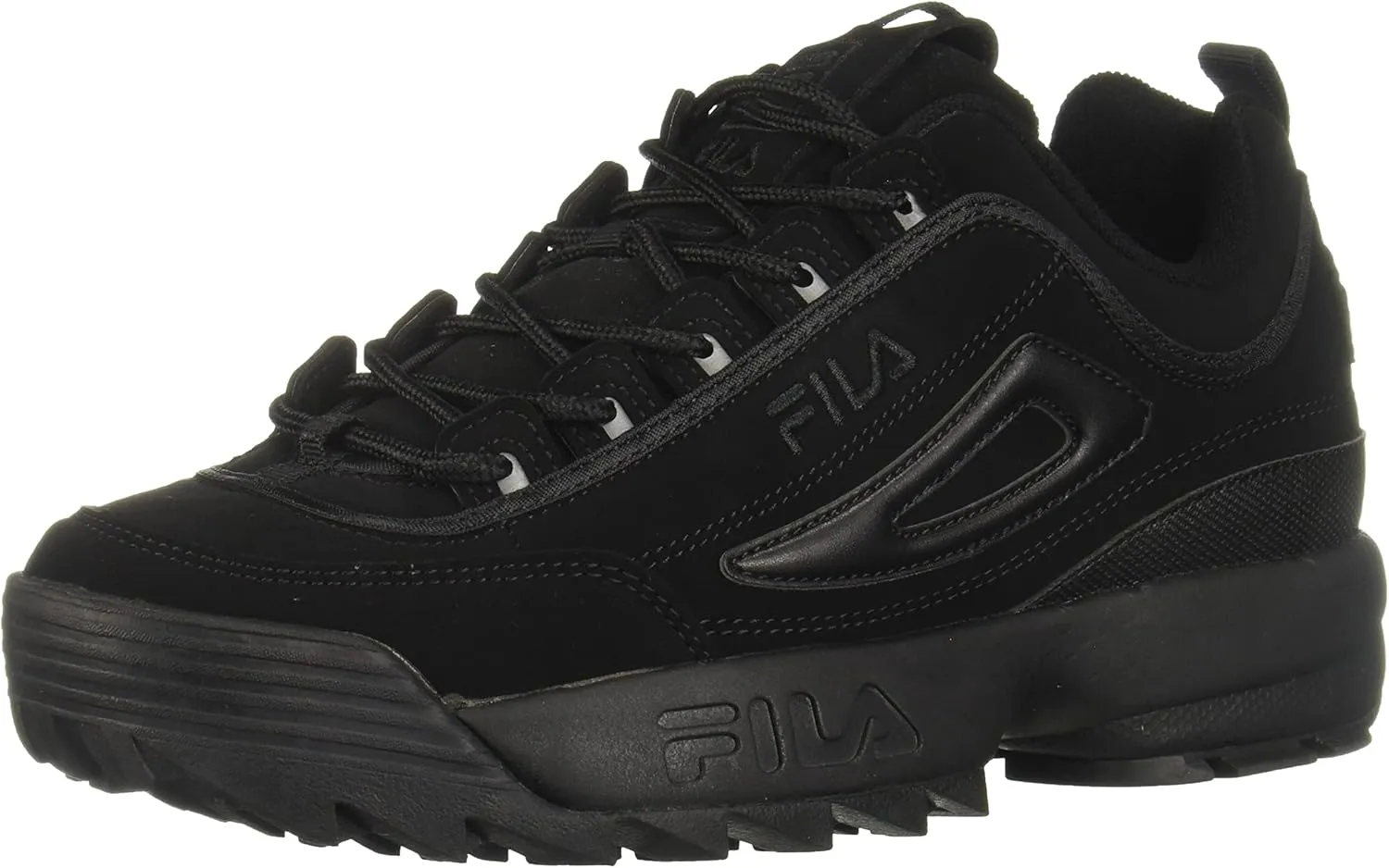 Fila Men's Strada Disruptor fashion sneakers, Black/Black/Black, 12 US