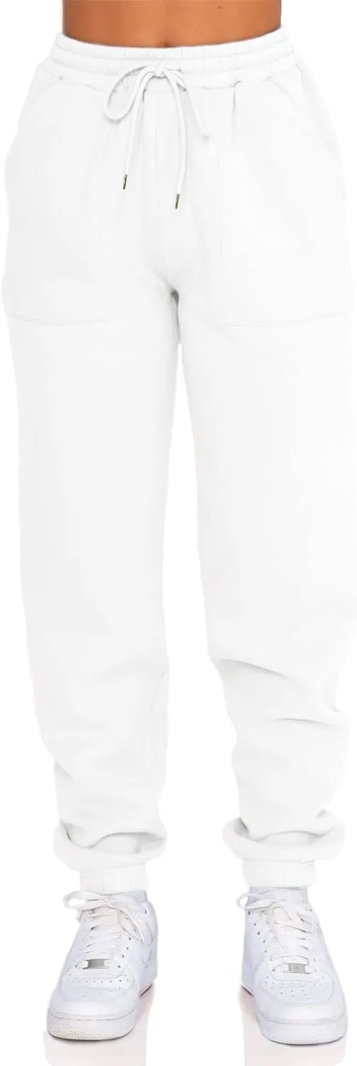 Fleece Lined Womens Sweatpants - High Waisted Joggers for Women, Cotton Drawstring Baggy Sweats Women Pants