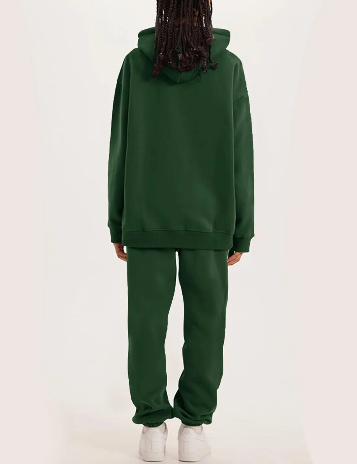 Flygo Womens Fleece 2 Piece Outfits Lounge Hoodie Sweatsuits Sets Oversized Sweatshirt Baggy Sweatpants Set W/Pockets