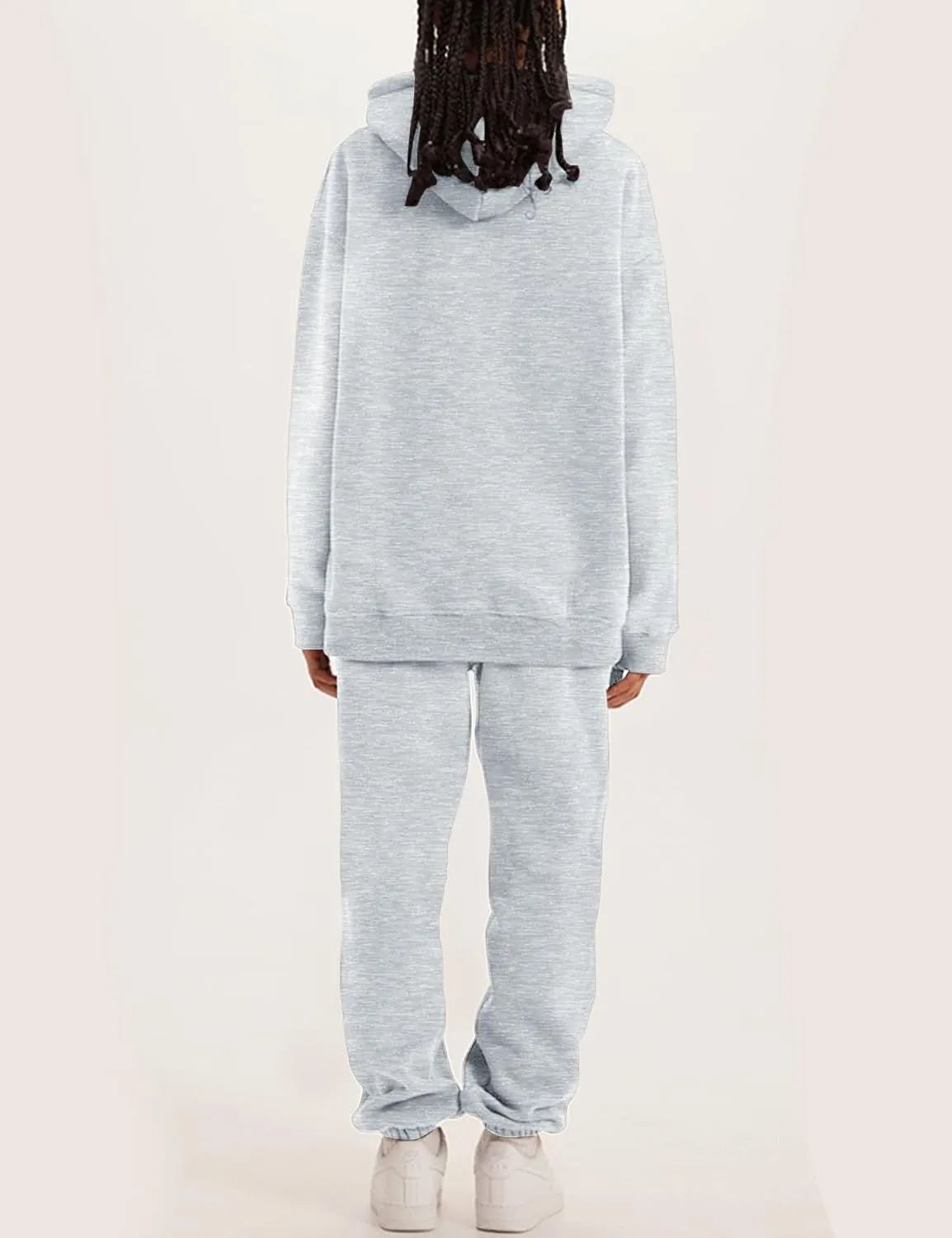 Flygo Womens Fleece 2 Piece Outfits Lounge Hoodie Sweatsuits Sets Oversized Sweatshirt Baggy Sweatpants Set W/Pockets