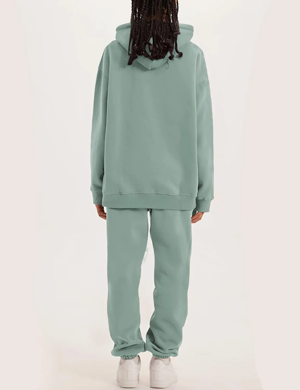 Flygo Womens Fleece 2 Piece Outfits Lounge Hoodie Sweatsuits Sets Oversized Sweatshirt Baggy Sweatpants Set W/Pockets