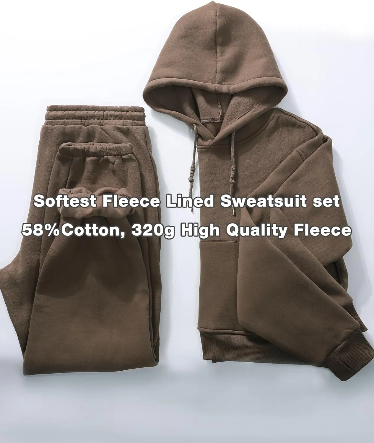 Flygo Womens Fleece 2 Piece Outfits Sweatsuit Crop Pullover Sweatshirt Joggers Pants Tracksuit Set