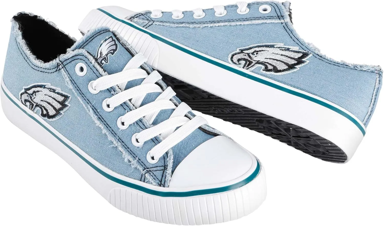 FOCO Women's NFL Denim Team Logo Ladies Fashion Low Top Canvas Sneakers Shoes