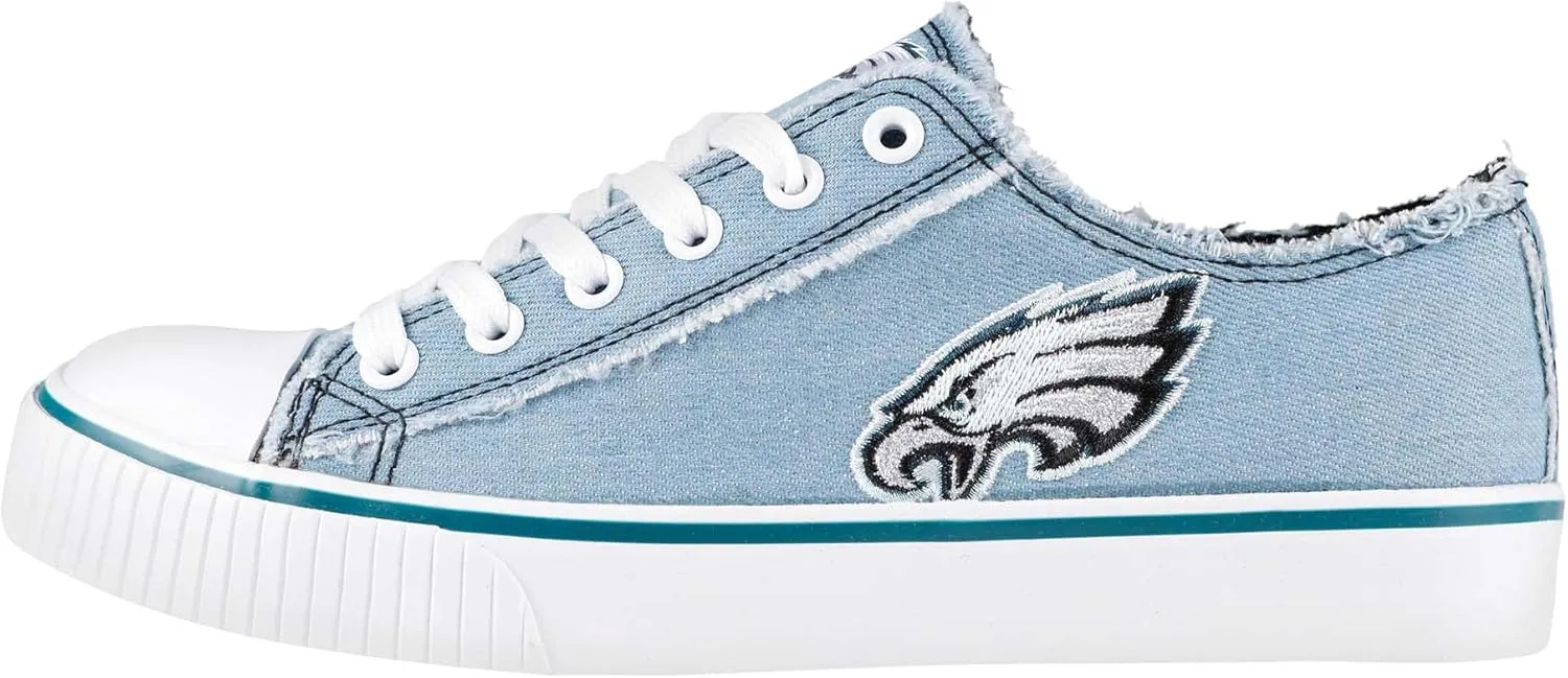 FOCO Women's NFL Denim Team Logo Ladies Fashion Low Top Canvas Sneakers Shoes