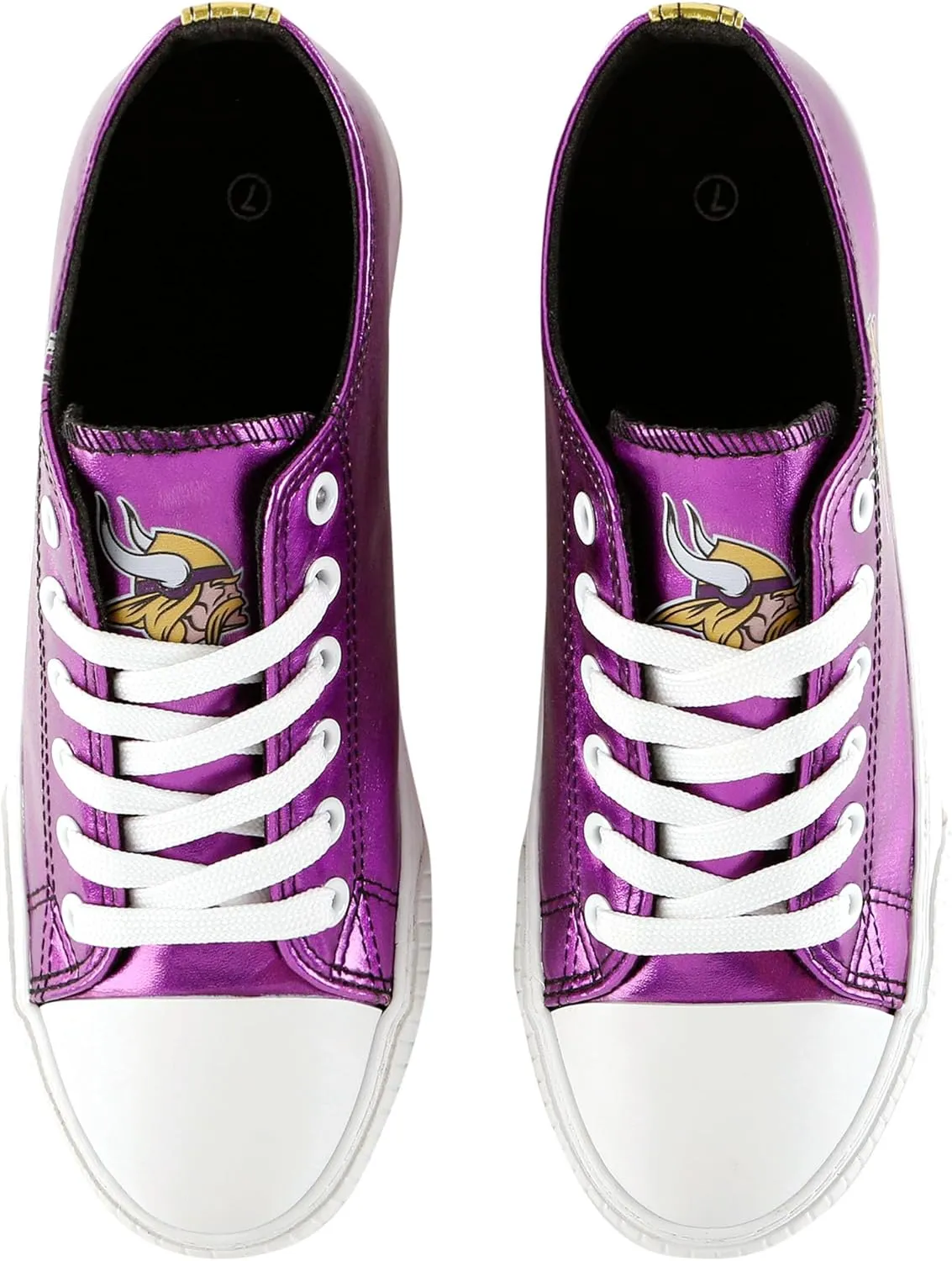 FOCO Women's NFL Team Logo Metallic Ladies Fashion Low Top Canvas Sneakers Shoes