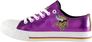 FOCO Women's NFL Team Logo Metallic Ladies Fashion Low Top Canvas Sneakers Shoes