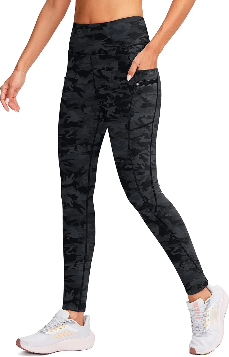 G Gradual Women's Fleece Lined Winter Leggings with Pockets Water Resistant High Waisted Thermal Warm Pants Running Hiking