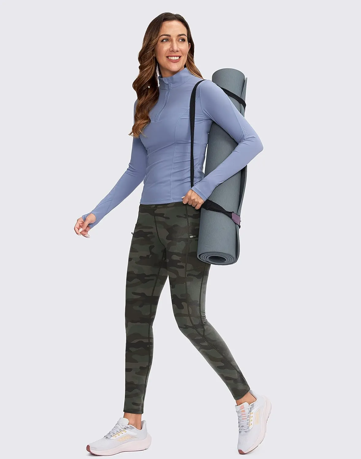 G Gradual Women's Fleece Lined Winter Leggings with Pockets Water Resistant High Waisted Thermal Warm Pants Running Hiking