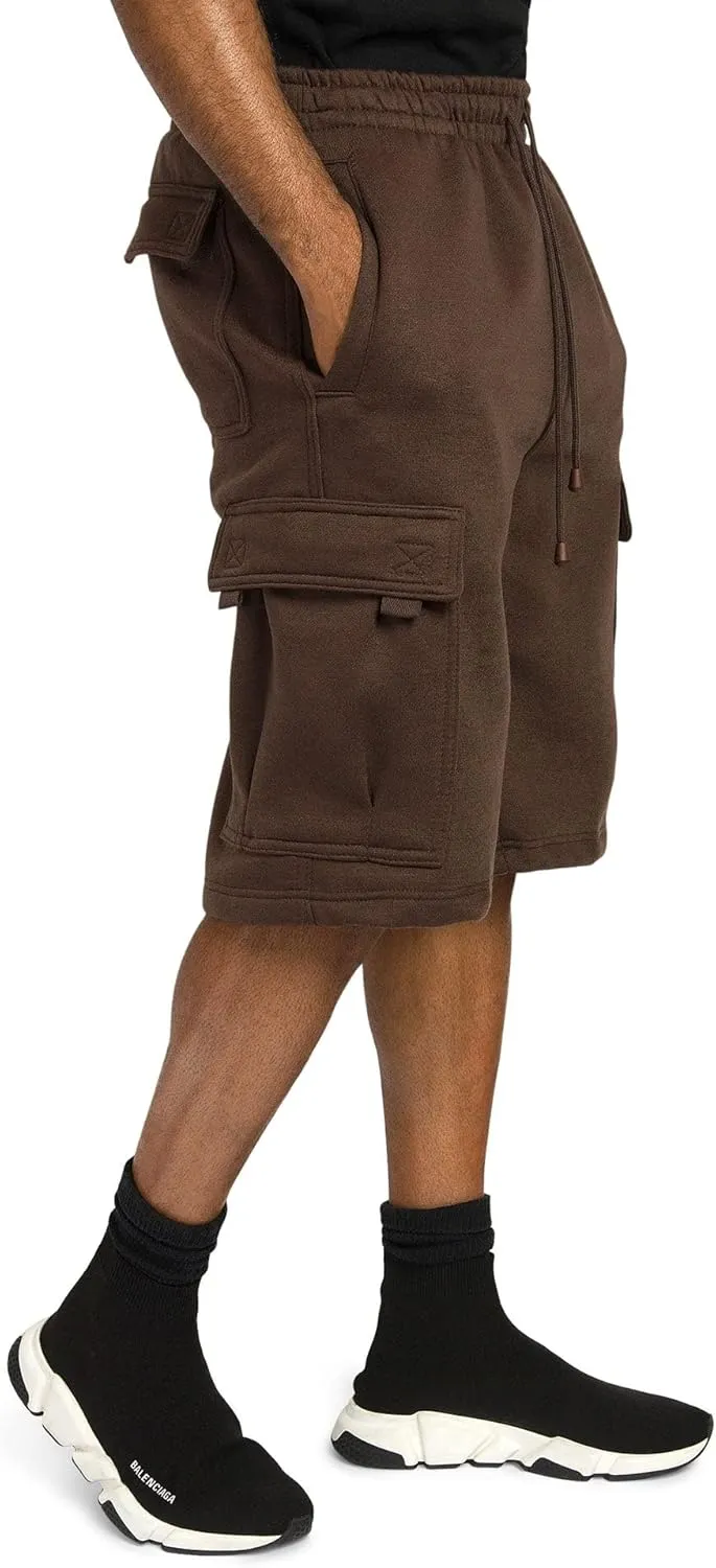 G-Style USA Men's Solid Fleece Heavyweight Cargo Shorts