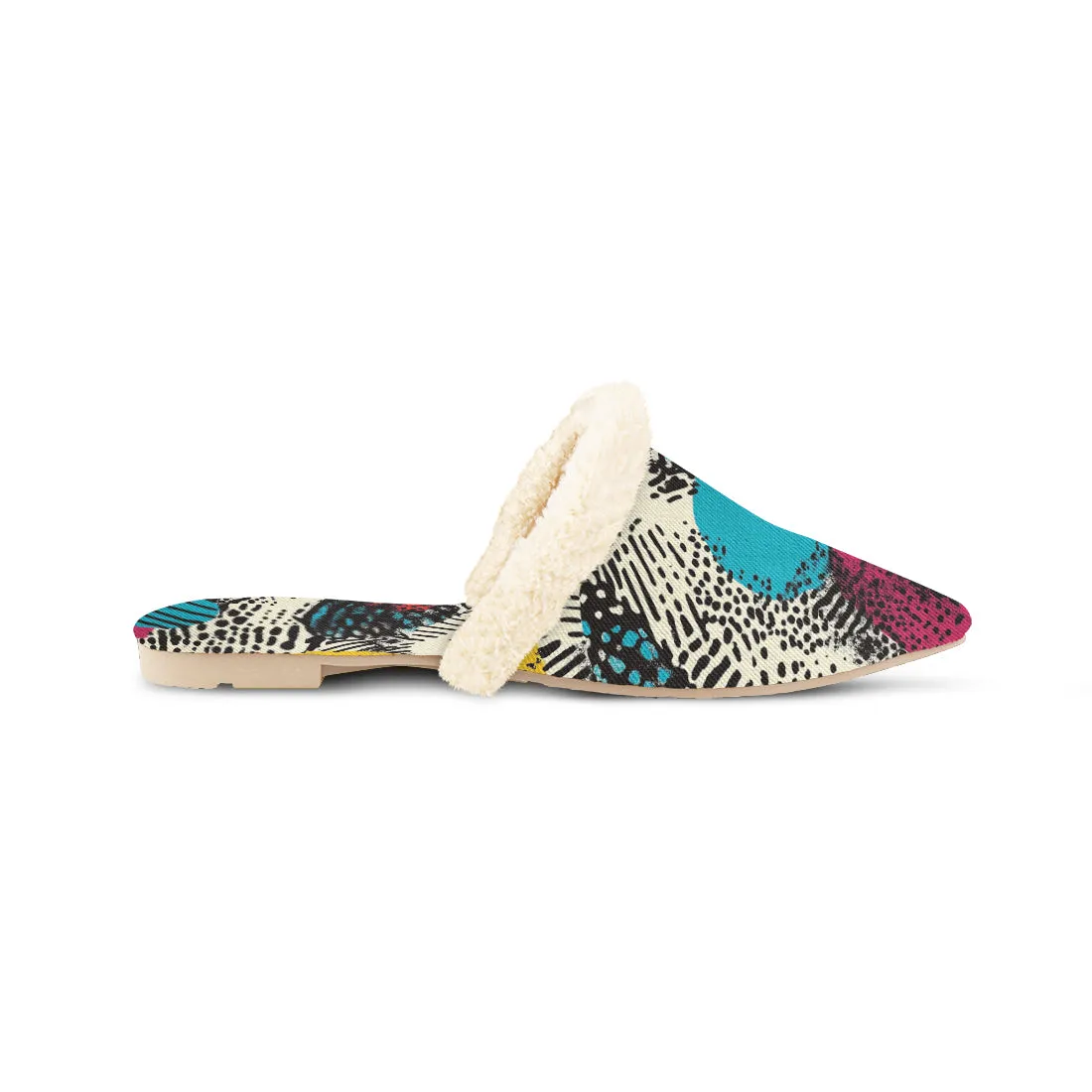 Galactic Contrast Fur-Lined Mules
