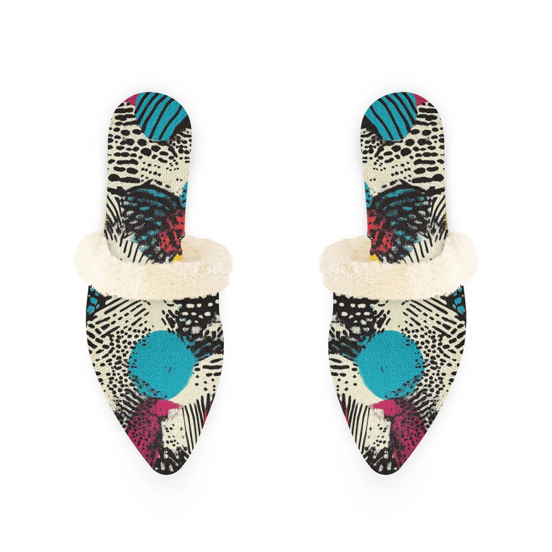 Galactic Contrast Fur-Lined Mules