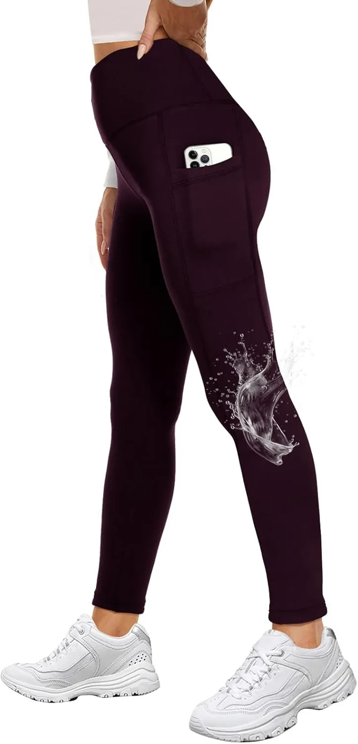 GAYHAY Fleece Lined Leggings Women - Thermal Winter Warm Water Resistant High Waisted Running Hiking Pants with Pockets