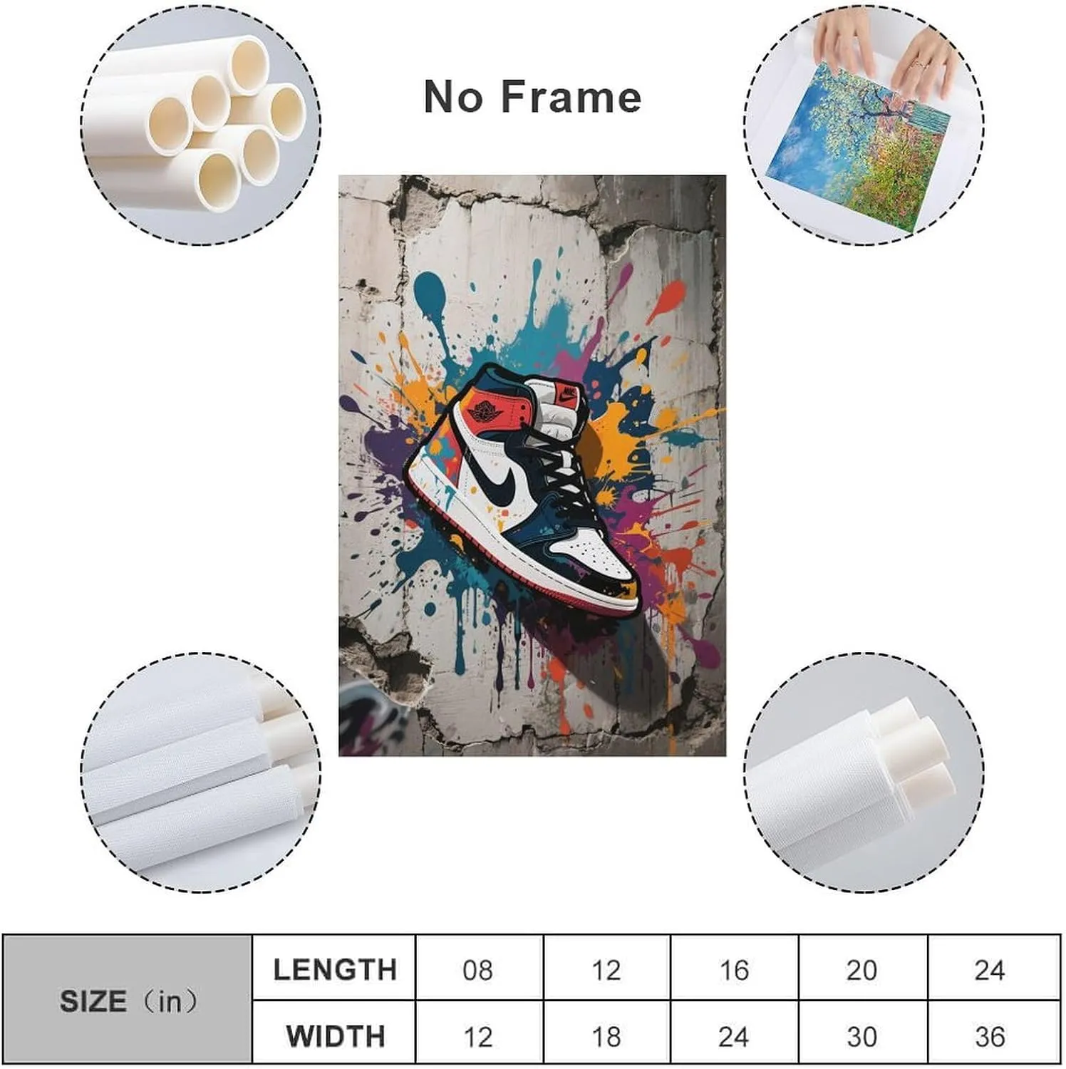 Graffiti Canvas Wall Art, Sneakers Street Painting for Teen Boy Room, Dormitory And Dressing Room Unframe-style-1 20x30inch(50x75cm)