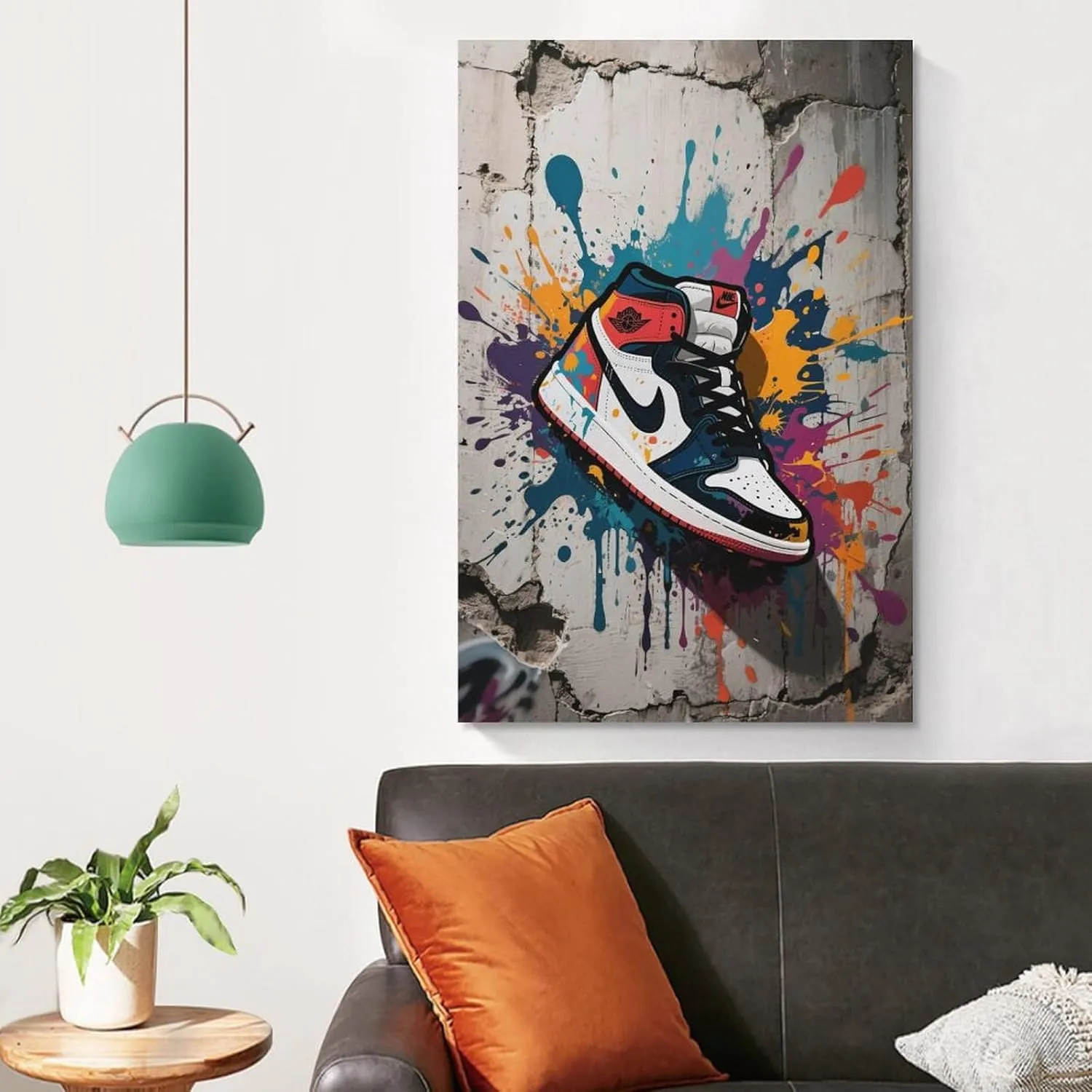 Graffiti Canvas Wall Art, Sneakers Street Painting for Teen Boy Room, Dormitory And Dressing Room Unframe-style-1 20x30inch(50x75cm)