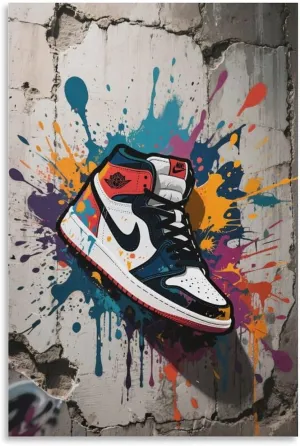 Graffiti Canvas Wall Art, Sneakers Street Painting for Teen Boy Room, Dormitory And Dressing Room Unframe-style-1 20x30inch(50x75cm)