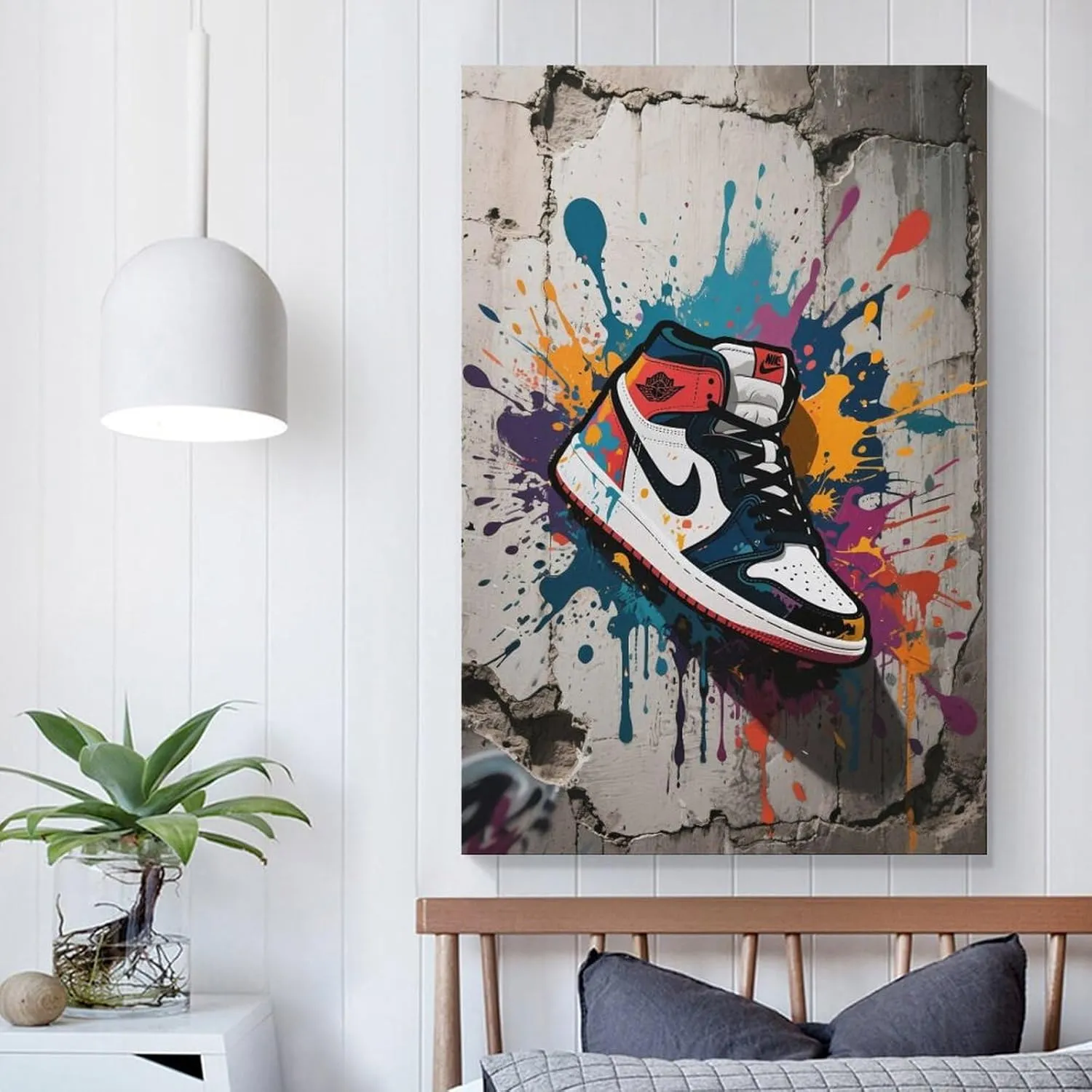 Graffiti Canvas Wall Art, Sneakers Street Painting for Teen Boy Room, Dormitory And Dressing Room Unframe-style-1 20x30inch(50x75cm)