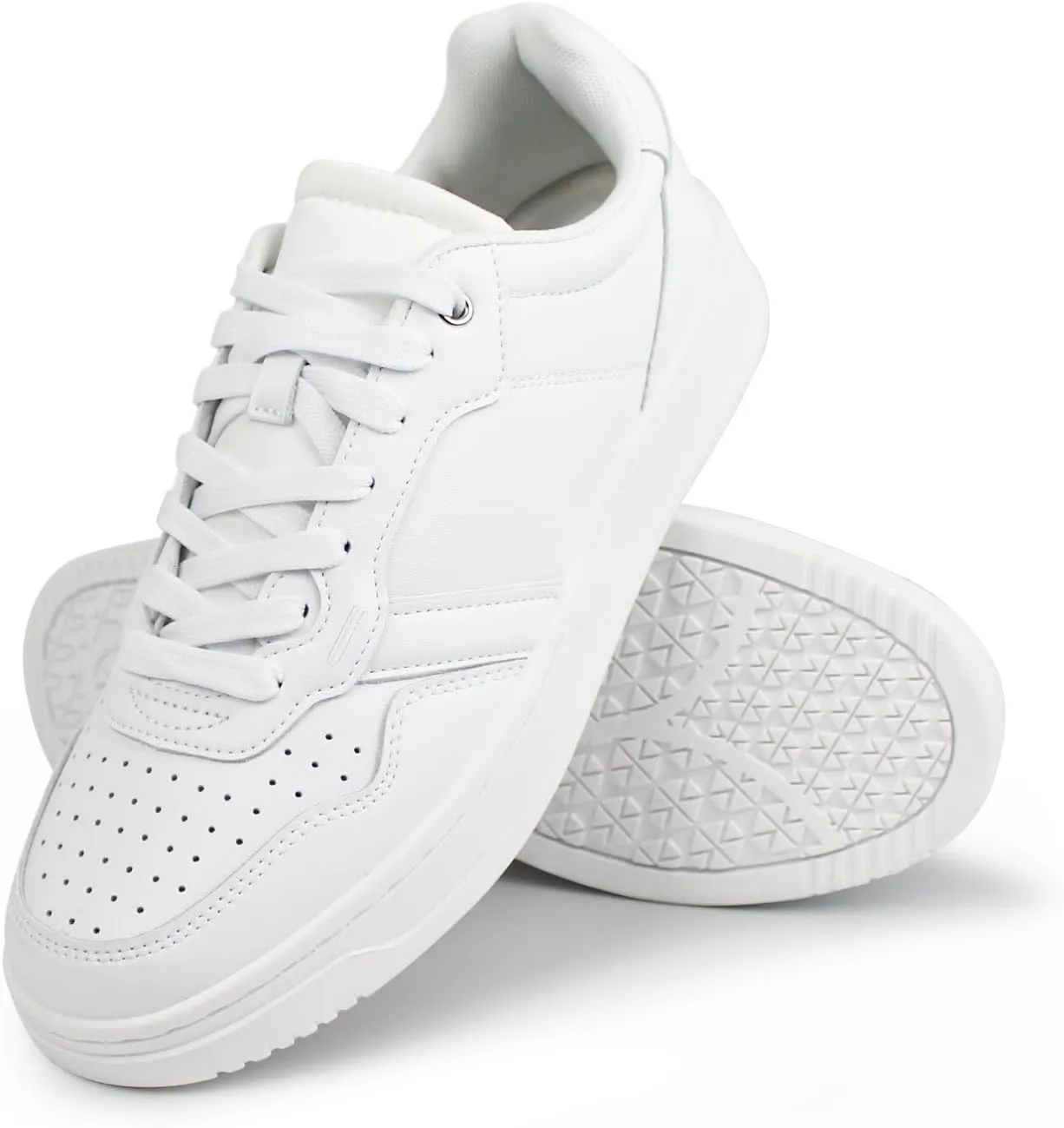 Hawkwell Men's Classic Leather Low Top Fashion Sneakers Casual Dress Sneakers Skate Tennis Basketball Style Walking Shoes