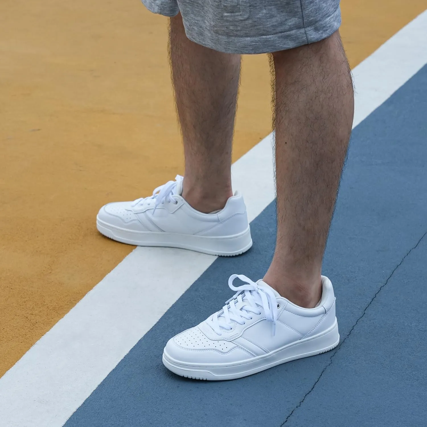 Hawkwell Men's Classic Leather Low Top Fashion Sneakers Casual Dress Sneakers Skate Tennis Basketball Style Walking Shoes