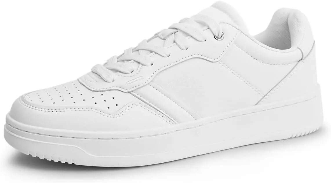 Hawkwell Men's Classic Leather Low Top Fashion Sneakers Casual Dress Sneakers Skate Tennis Basketball Style Walking Shoes