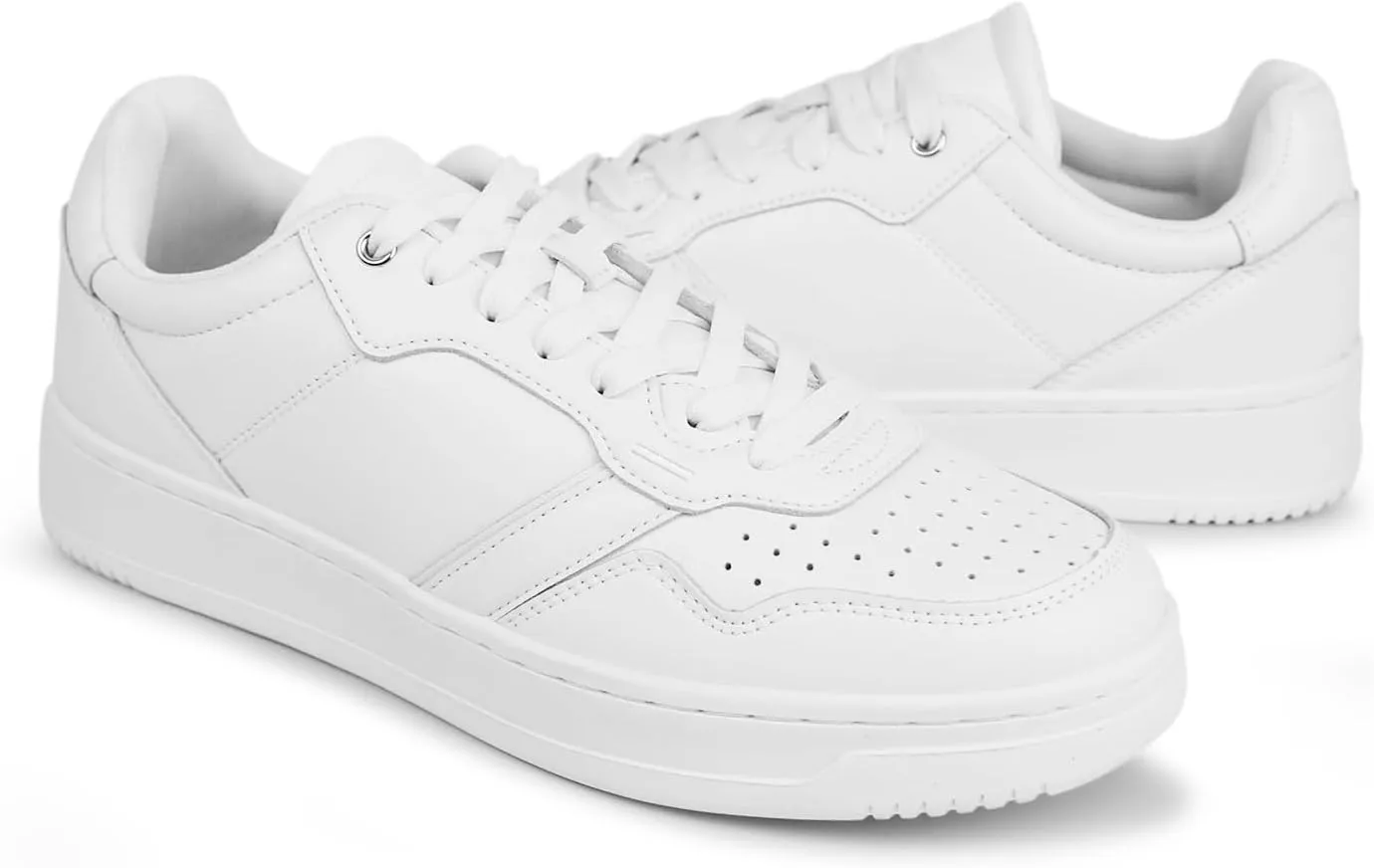 Hawkwell Men's Classic Leather Low Top Fashion Sneakers Casual Dress Sneakers Skate Tennis Basketball Style Walking Shoes