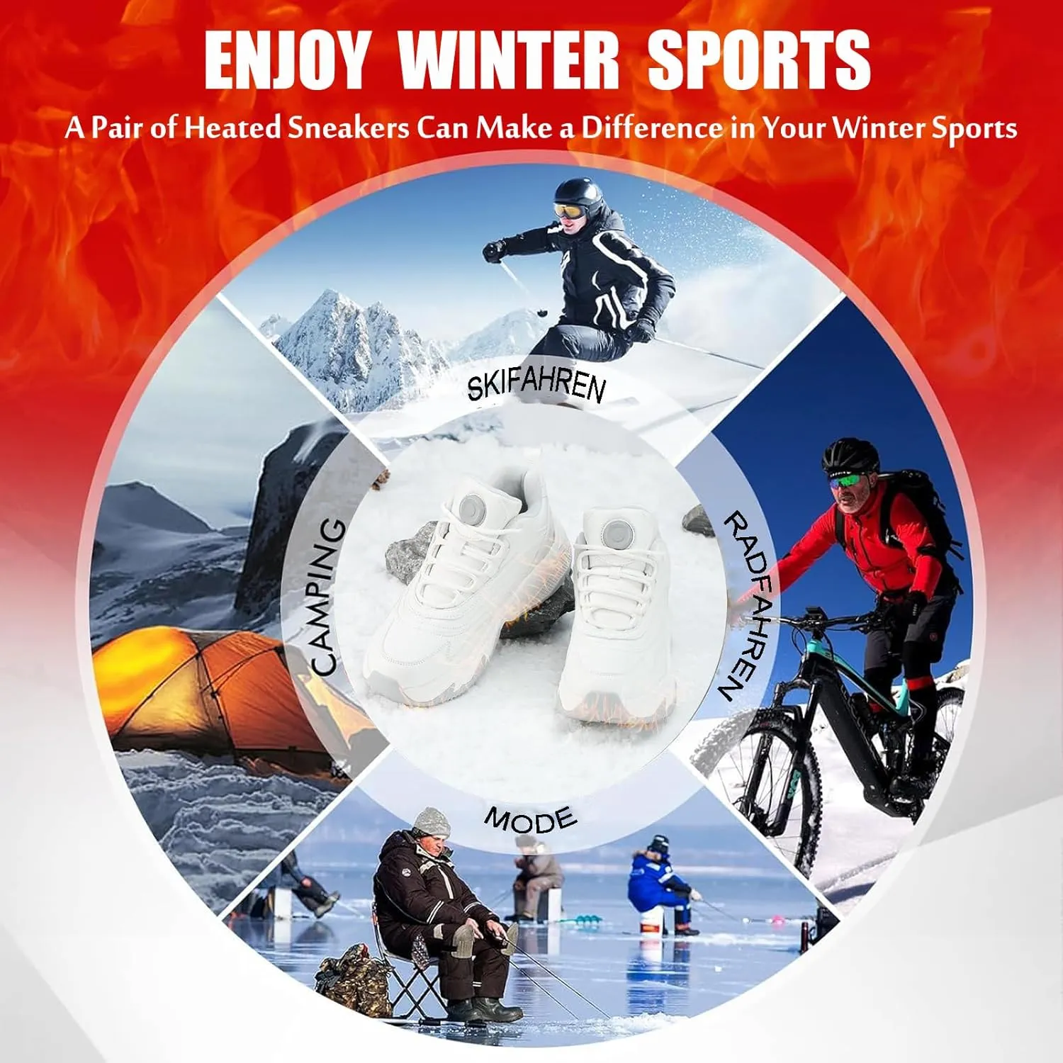Heated Snow Boots Electric for Men and Women, Max 20H Heated Winter Sneakers Foot Warmer Rechargeable, Warm Waterproof Anti-Slip Fleece Lining Boots