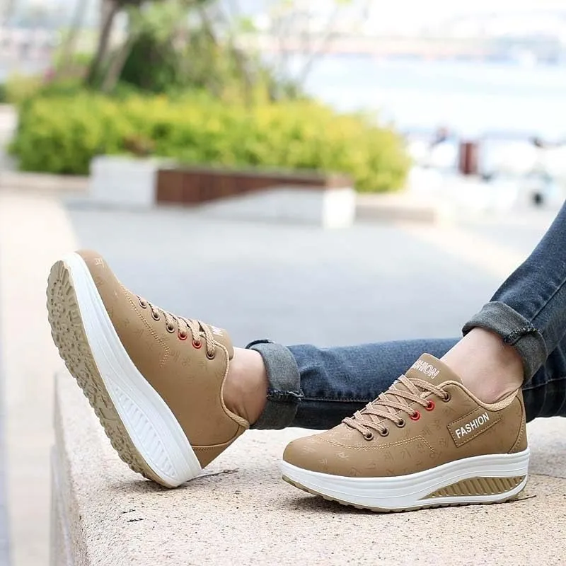 Height Increasing Platform Sneakers for Women - Low Top Running Shoes with Anti-Slip Sole