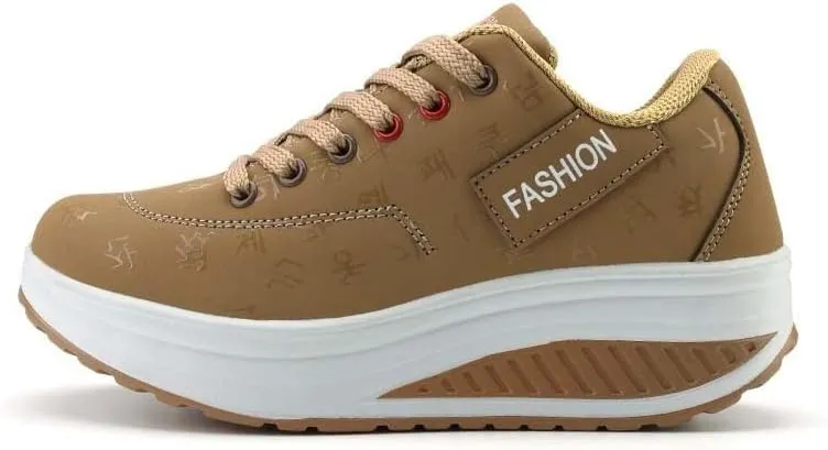 Height Increasing Platform Sneakers for Women - Low Top Running Shoes with Anti-Slip Sole