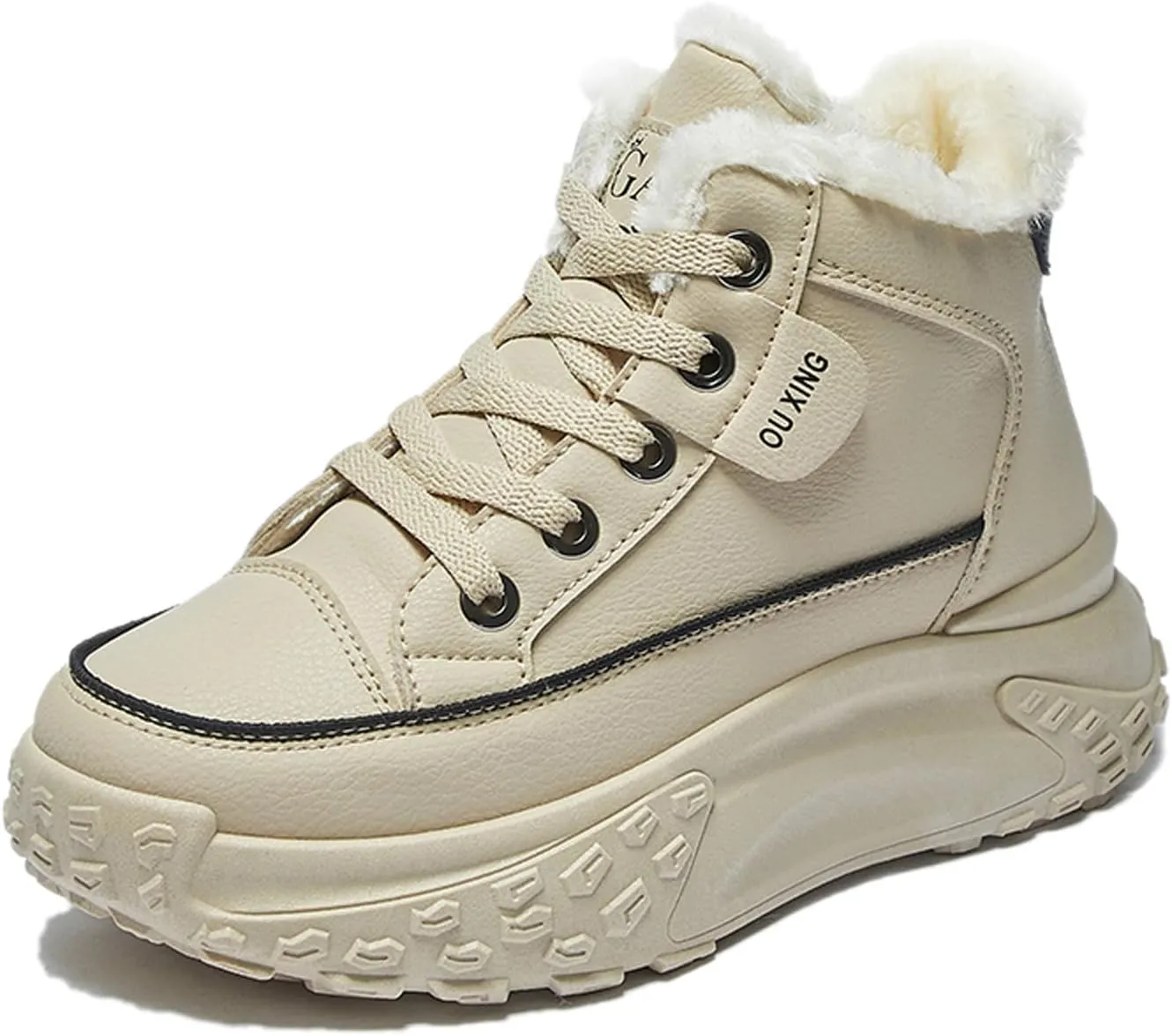 High Top Sneakers for Women Casual Winter Warm Platform Sneakers with Faux Fur Fleece Lining