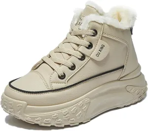 High Top Sneakers for Women Casual Winter Warm Platform Sneakers with Faux Fur Fleece Lining