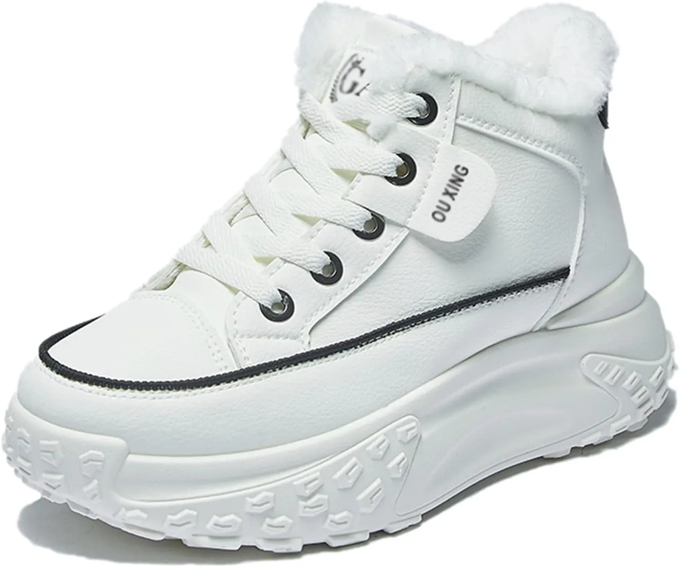 High Top Sneakers for Women Casual Winter Warm Platform Sneakers with Faux Fur Fleece Lining