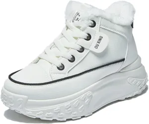 High Top Sneakers for Women Casual Winter Warm Platform Sneakers with Faux Fur Fleece Lining