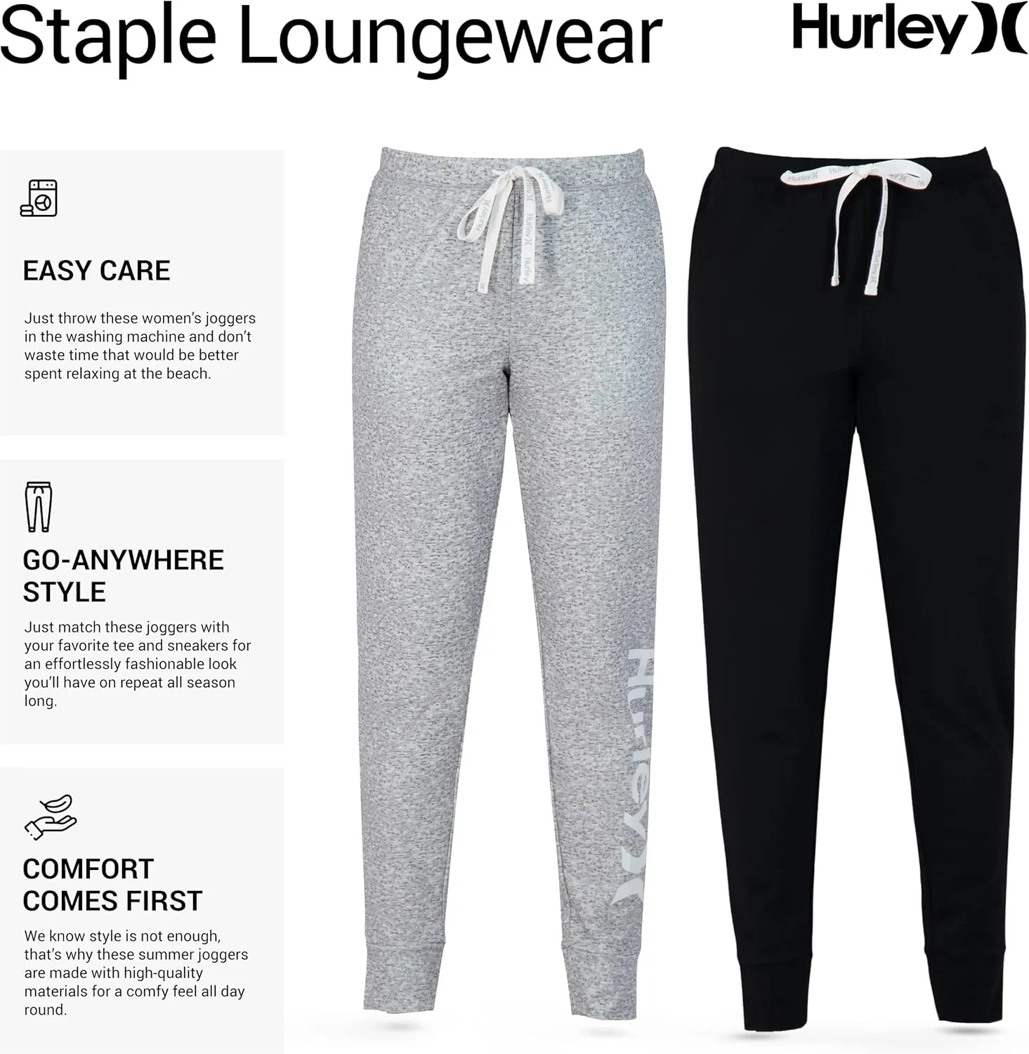 Hurley Womens 2 Pack Pajama Pants, Cute Super Soft Sleep Joggers