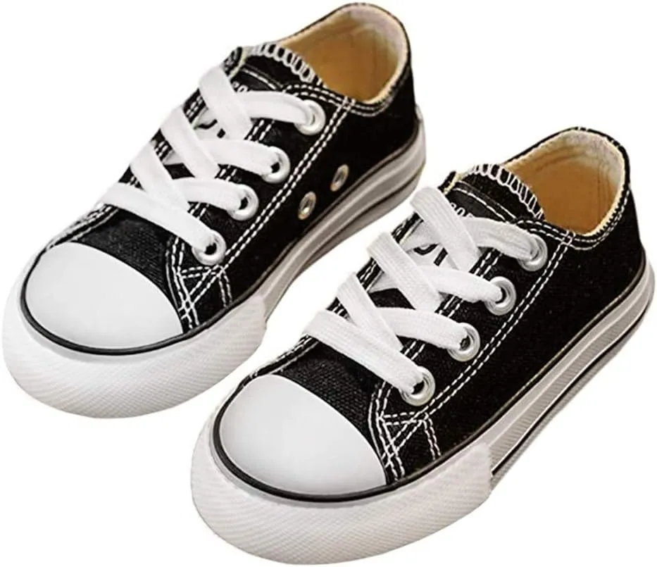 iFANS Boys and Girl Low Top Canvas Kids Lace up Sneakers